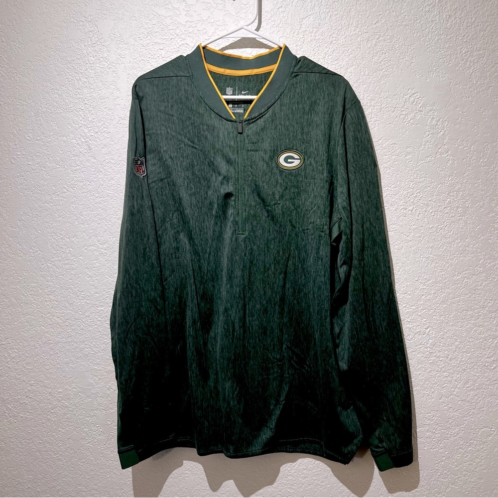 Nike Dri-fit Green Bay Packers 1/2 Half Zip Long Sleeve Pullover NFL L Large